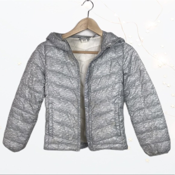 GAP Other - Gap Kids Gray Puffer Jacket With Hood Size M